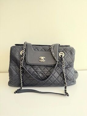 Chanel Quilted x3 Accordion Blue Lambskin Tote